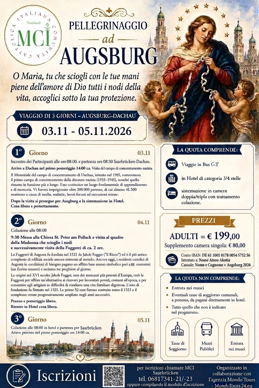 Volantino per il pellegrinaggio ad Augsburg