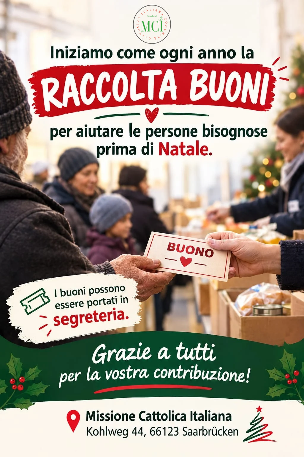 Iniziativa solidale: raccolta buoni spesa 2026 (c) MCI Saar Iniziativa solidale: raccolta buoni spesa 2026